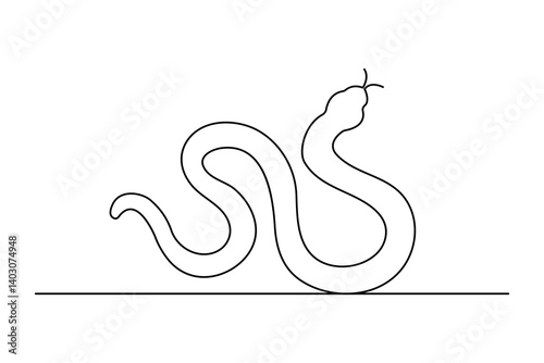 Continuous single line drawing of snake outline isolated vector art design