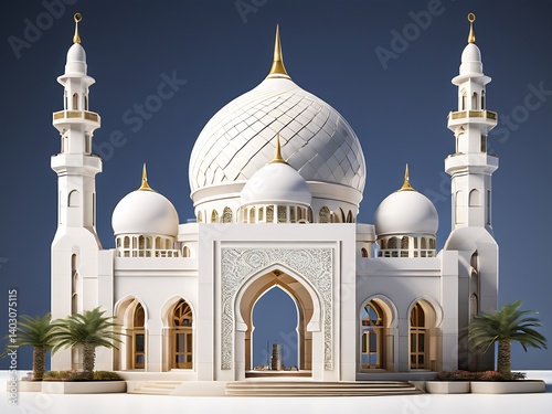 Wallpaper Mural Architectural Wonder: White Mosque with Golden Accents Torontodigital.ca