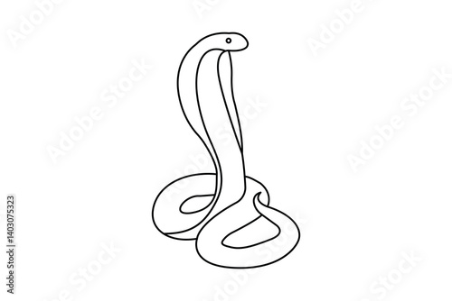 Continuous single line drawing of snake outline isolated vector art design
