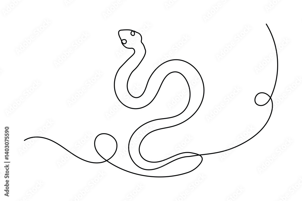 Continuous single line drawing of snake outline isolated vector art design Continuous single line drawing of snake outline isolated vector art design