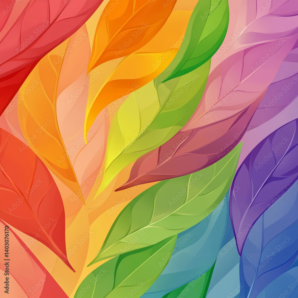 Fototapeta premium Vibrant Rainbow Leaves Nature Color Design Background
