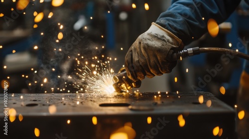 Welding technician joining metal parts. Featuring precision and skill