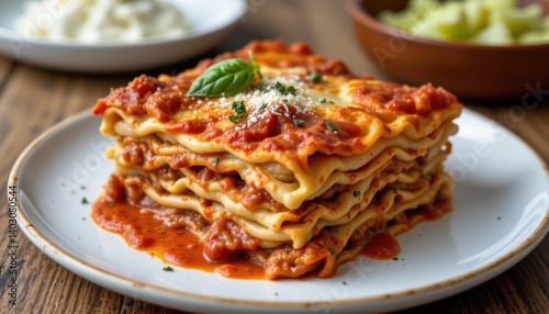 Delicious layered lasagna recipe home kitchen food photography cozy dining top view italian cuisine inspiration
