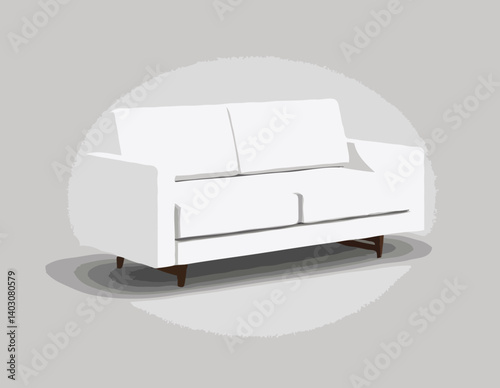 Canapé confortable sur fond blanc