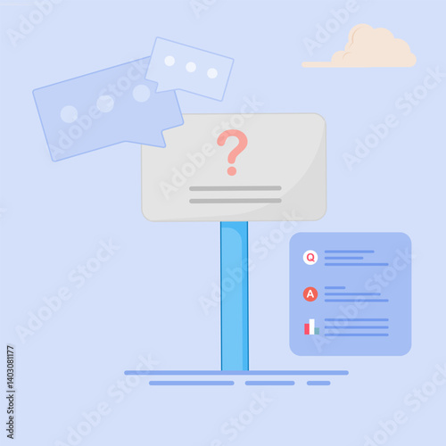  Instruction manual document concept. Question or answer document sheet FAQ and QA solution concept. Document form illustration with flat style.