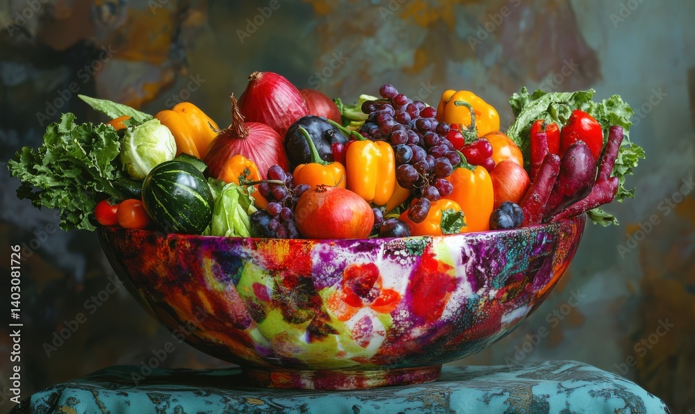 A vibrant salad bowl filled with colorful, fresh vegetables.