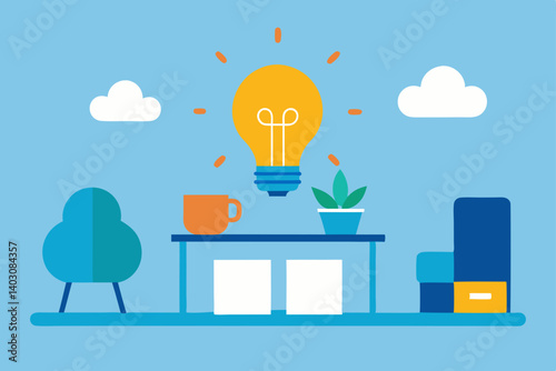 Creative light bulb idea business concept vector illustration