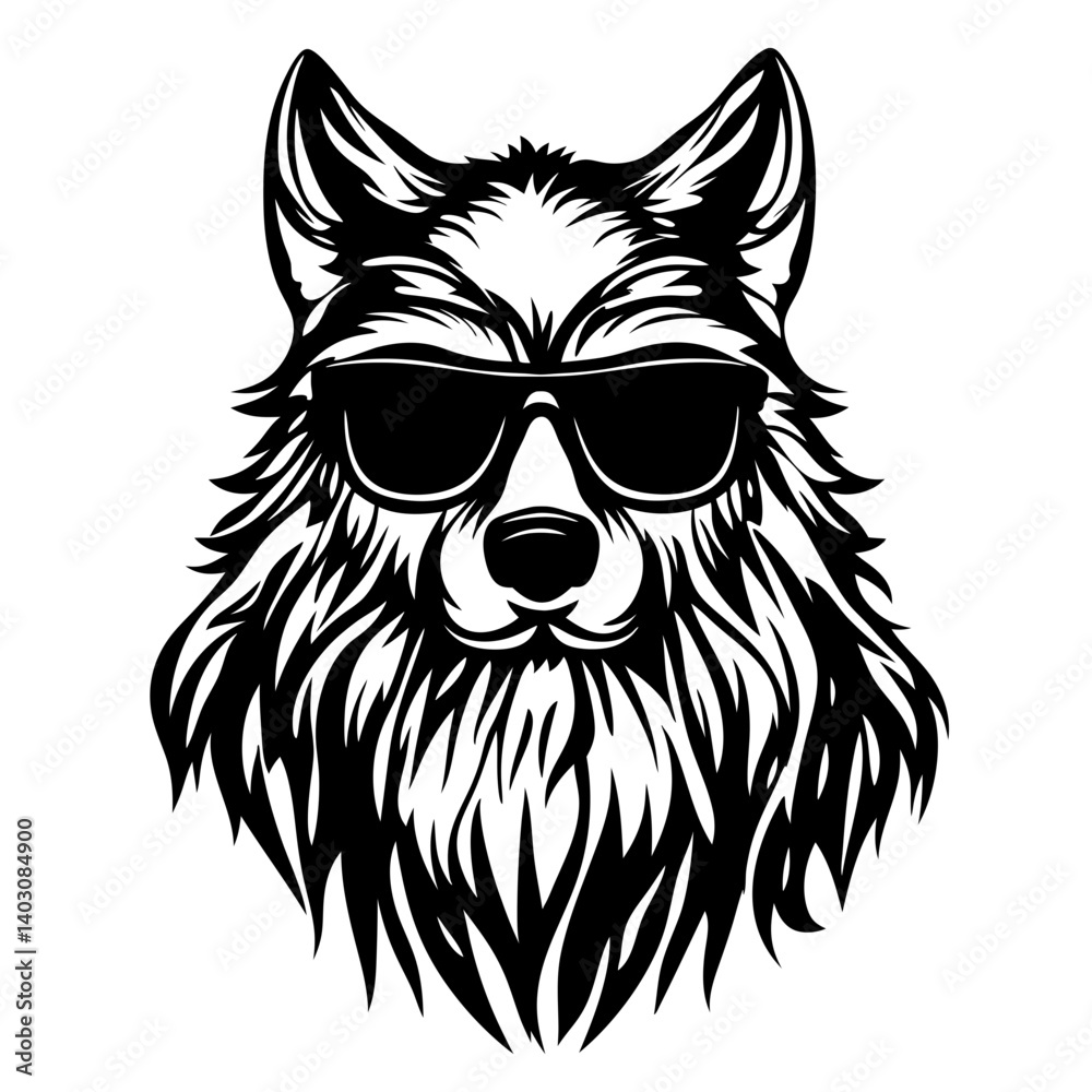 Obraz premium Cool Wolf with Sunglasses Bold Animal Illustration for Tattoo and Apparel Design