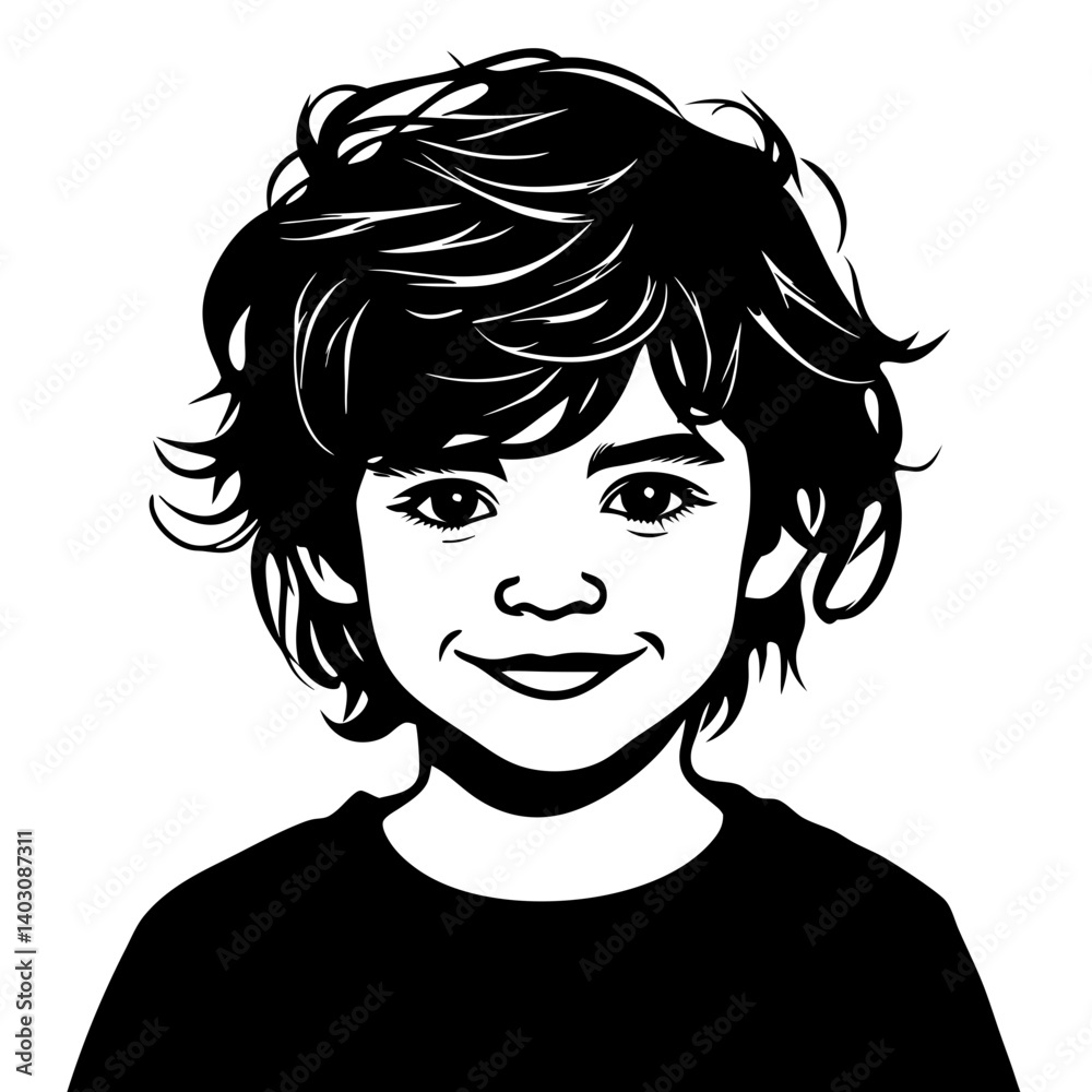Cheerful Child Portrait with Short Curly Hair Ideal for Illustrations and Projects Cheerful Child Portrait with Short Curly Hair Ideal for Illustrations and Projects