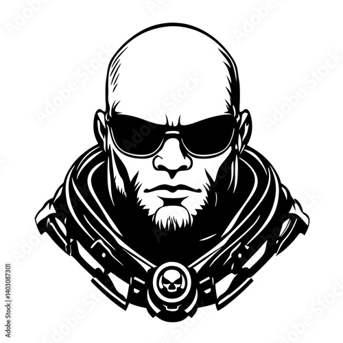 Bold Male Character Portrait with Sunglasses and Stylish Attire for Graphic Design Use
