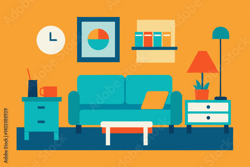 A suitable and easy-to-understand sentence for naming this image could be:
Modern comfortable living room with sofa and stylish furniture
