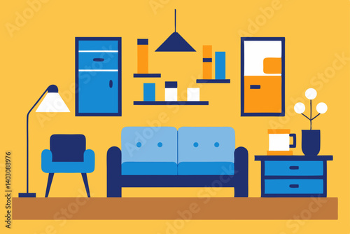 Modern living room with stylish furniture and cozy design