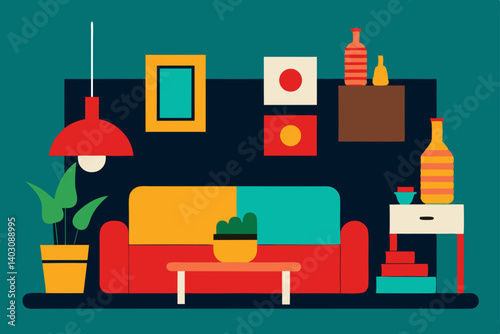 Living room interior with modern furniture design