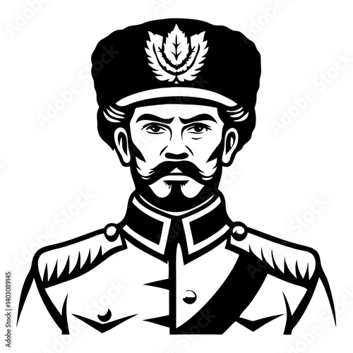 Imperial Soldier Vector Art Featuring Detailed Historical Military Uniform and Stalwart Expression
