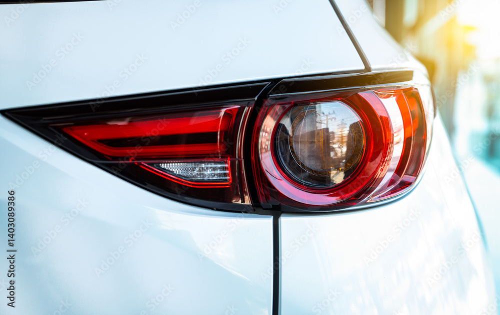 Car parked in luxury showroom. Car dealership office. Car showroom business. New car parked in modern showroom. Auto for sale and rent business. Automobile leasing and insurance. Electric automobile.