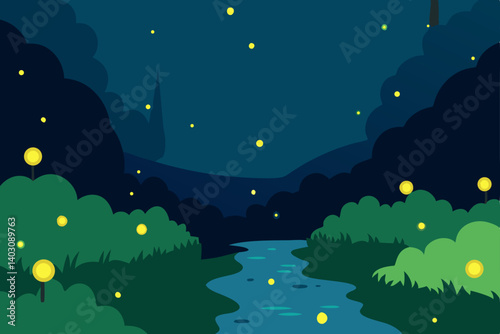 night landscape with moon