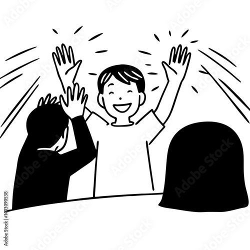 Joyful Celebration of Achievement with Happy Children Cheering and Clapping Hands