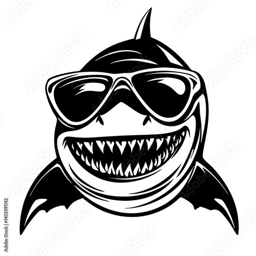 Cool Shark Cartoon Character with Sunglasses and Sharp Teeth for Fun Designs