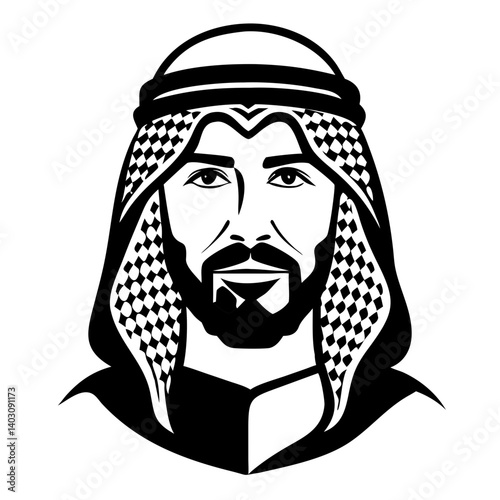 Elegant Middle Eastern Man in Traditional Attire Vector Art for Cultural Illustrations