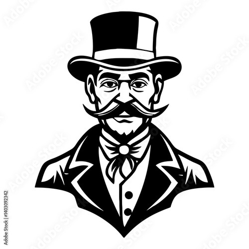 Vintage Top Hat Gentleman Illustration Ideal for Tattoo Design and Decorative Artwork