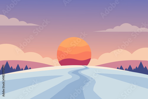 Snowy mountain peaks glow under the morning sun or evening light, a majestic winter landscape where clouds and fog embrace nature's cold beauty
