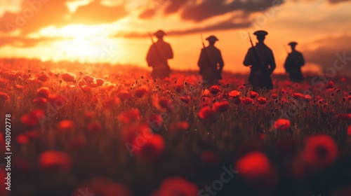 Honoring ANZAC Soldiers in a Peaceful Field of Red Poppies