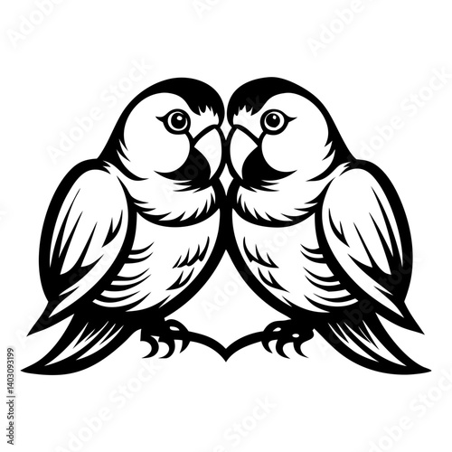 Intricate Pair of Love Birds for Tattoo Design and Coloring Book Art
