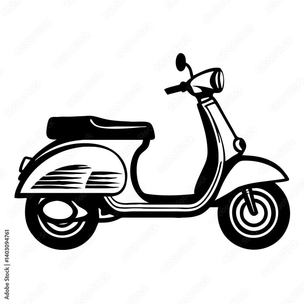 Retro Scooter Vector Design Ideal for Tattoo Art and Colorful Illustrations Retro Scooter Vector Design Ideal for Tattoo Art and Colorful Illustrations