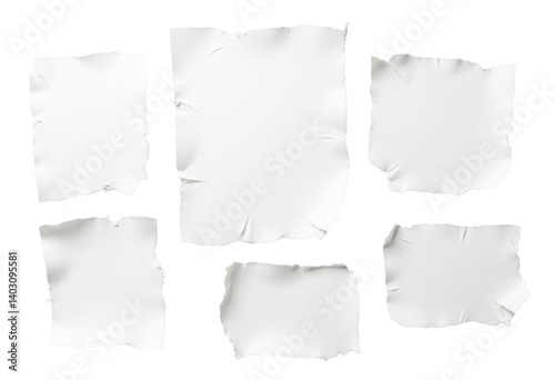 Wallpaper Mural Torn Paper Pieces: White Crumpled Edges, Transparent Background. Torontodigital.ca