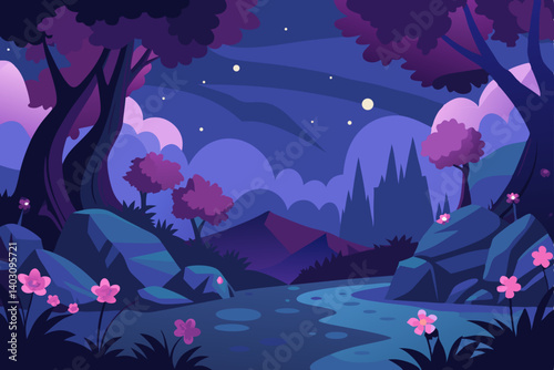 night landscape with the sea