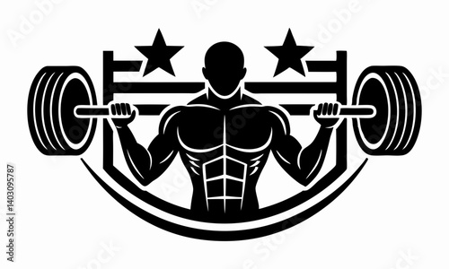 Download Usa Gym Workout Routine Silhouette Vector Line Art - Fitness Training Icon, United States Vector Logo, Stock Image On White Background, Graphic Element Clipart  Svg File For Design.