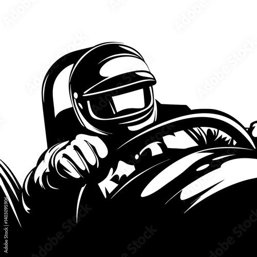 Dynamic Racing Driver in Action Detailed Vector Design for Automotive Enthusiasts