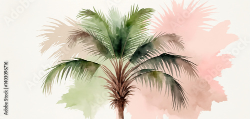 Tranquil Watercolor Palm Tree in Tropical Breeze
