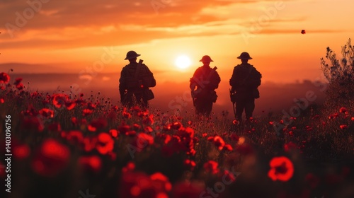 Lest We Forget: ANZAC Soldiers and Blooming Poppies at Dawn