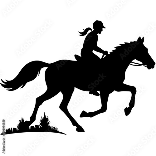 Female Equestrian Riding Horse Vector Silhouette Ideal for Tattoo and Design Projects
