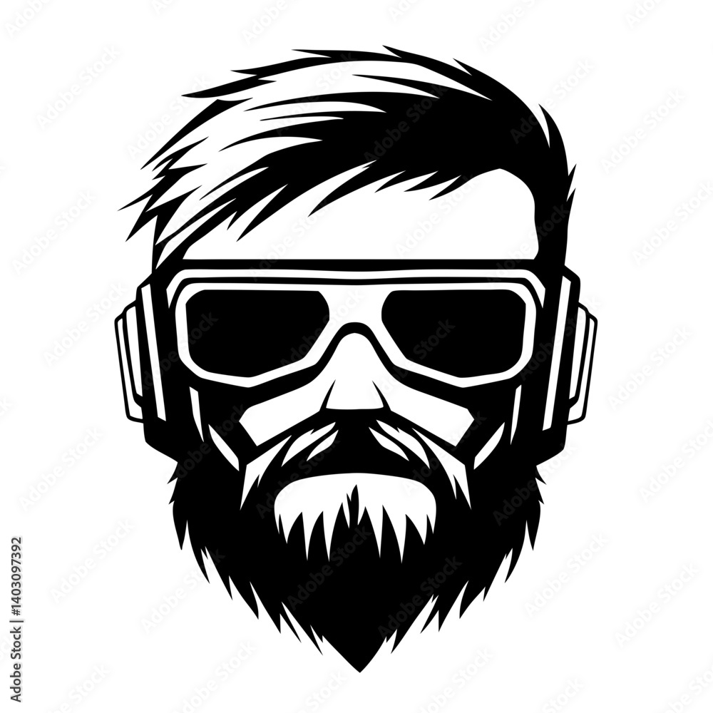 Cool Bearded Man with Sunglasses Vector Design for Tattoos and Graphic Art Cool Bearded Man with Sunglasses Vector Design for Tattoos and Graphic Art