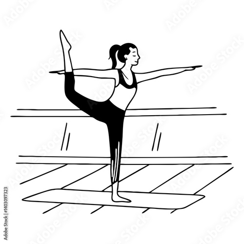 Graceful Yoga Pose Vector Illustration for Fitness and Wellness Designs