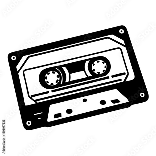 Retro Audio Cassette Tape Illustration Ideal for Vintage Designs and Creative Projects