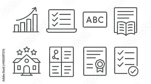 Set of icons for a school
