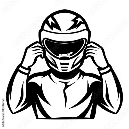 Racing Driver Putting on Helmet Vector Illustration for Motorsports Design and Apparel