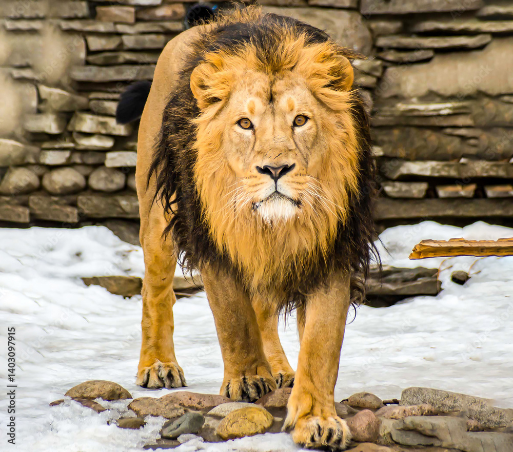 lion in the zoo