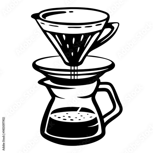 Coffee Drip Brewing Equipment Vector Illustration for Kitchen Decor and Merchandise
