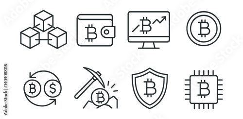 Set of icons for Bitcoin and other cryptocurrencies