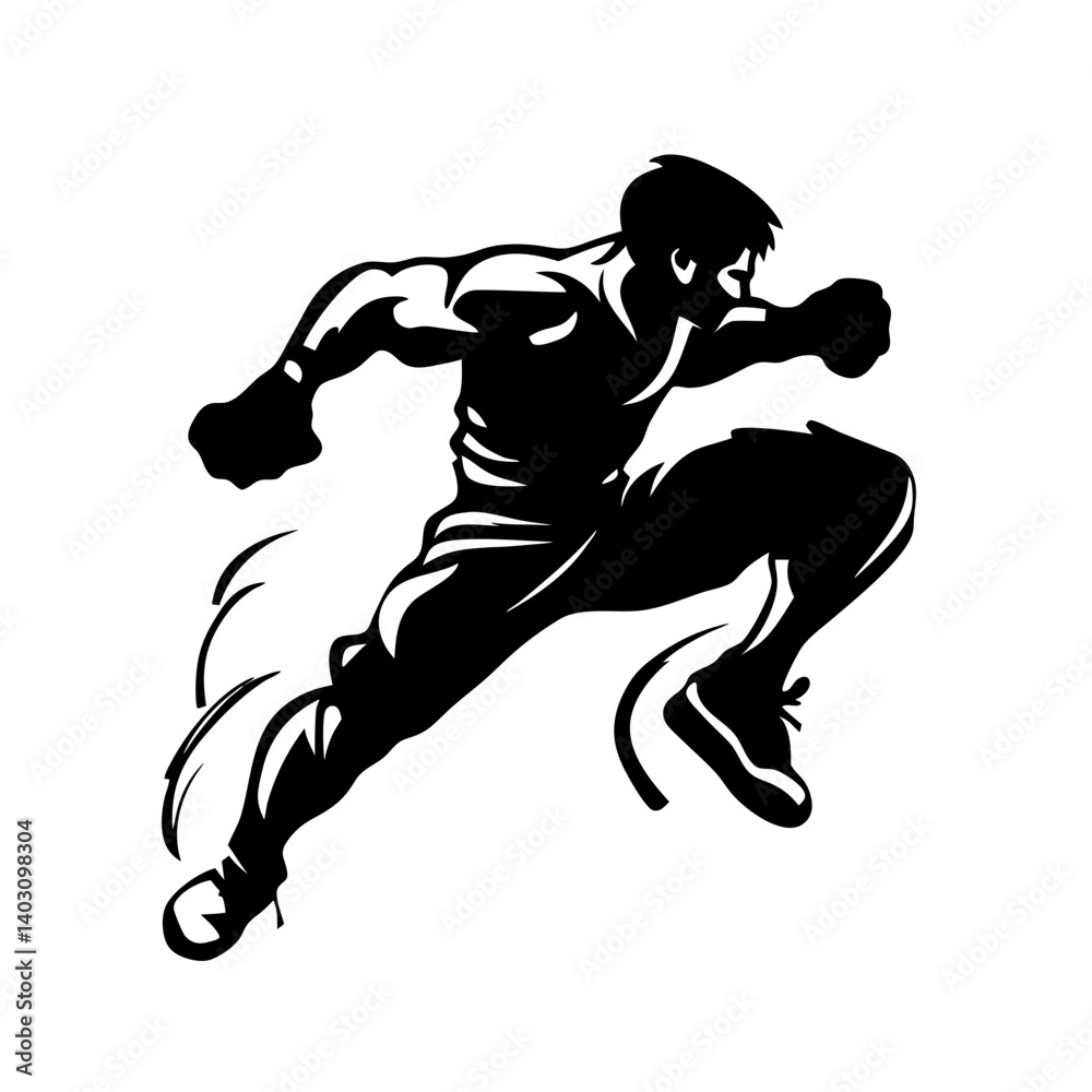 Dynamic Athletic Man Jumping in Action Pose for Sports and Fitness Related Designs Dynamic Athletic Man Jumping in Action Pose for Sports and Fitness Related Designs