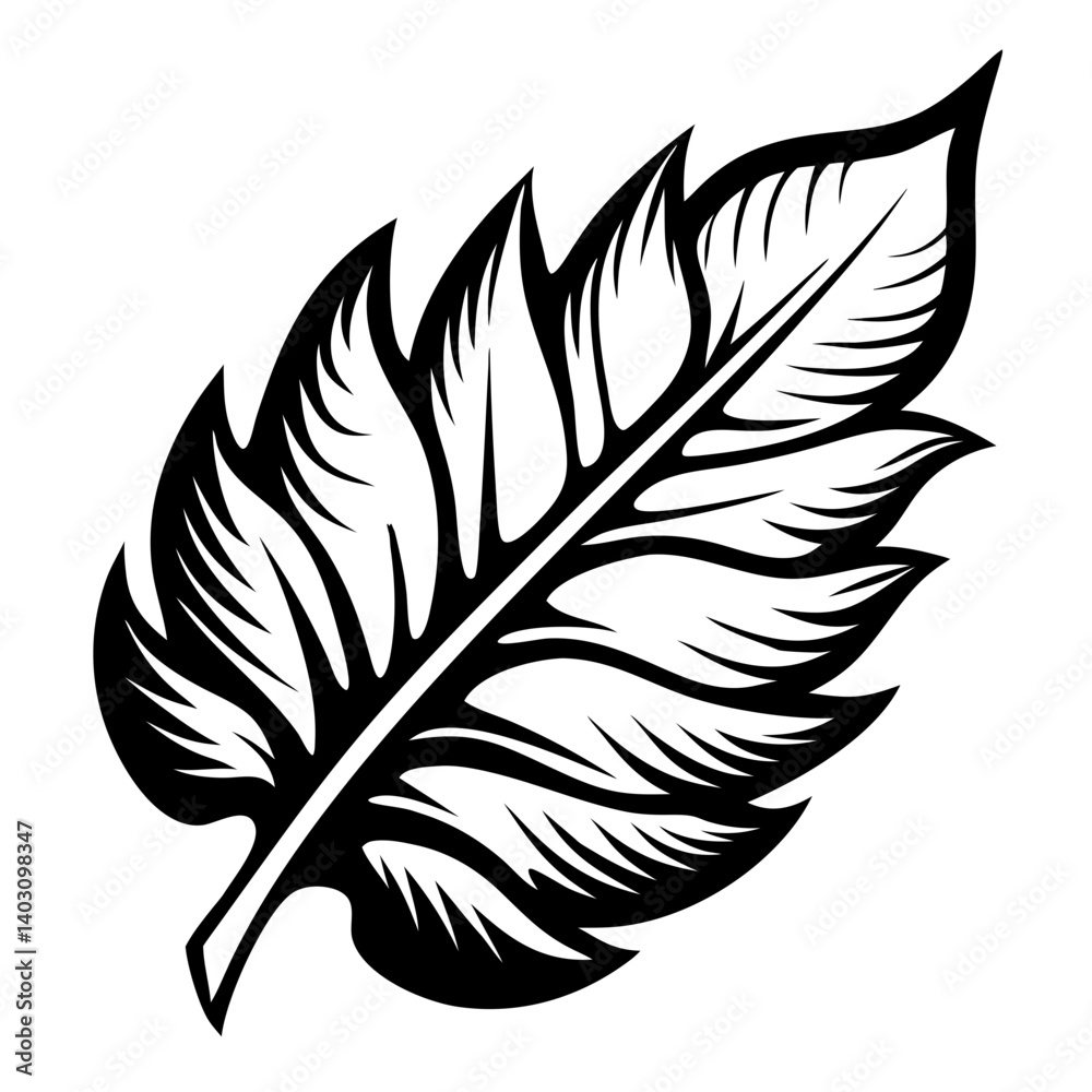 Obraz premium Detailed Tropical Leaf Design for Tattoo Art and Coloring Pages