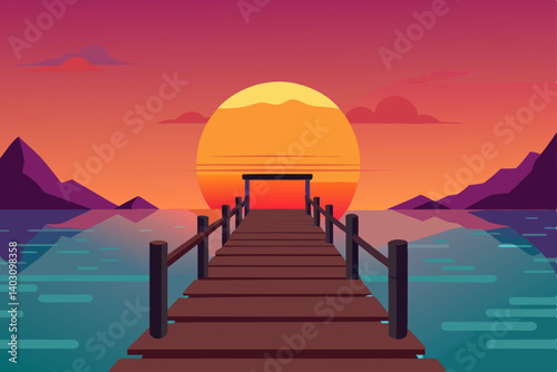 sunset over the lake