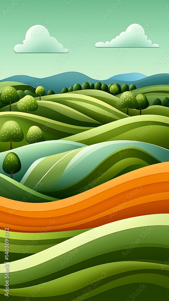 Obraz premium Rolling Green Hills Landscape.