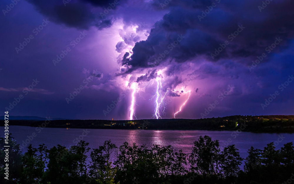 storm clouds over the river