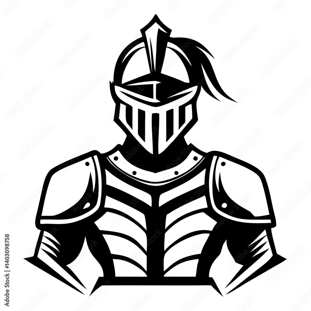 Obraz premium Elegant Knight Armor Vector Design for Tattoo Art and Fantasy Illustrations