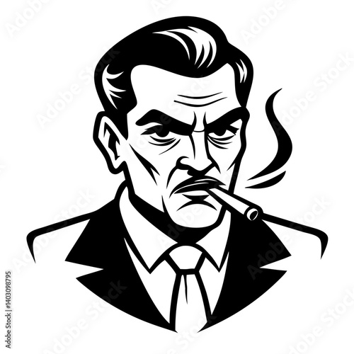 Classic Noir Gentlemen With Cigarette Vector Art for Retro Design Projects